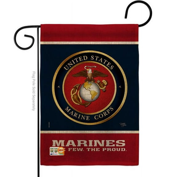 Breeze Decor BD-MI-G-108406-IP-DB-D-US18-MC 13 x 18.5 in. Proud Marine Corps Burlap Americana Military Impressions Decorative Vertical Double Sided Garden Flag