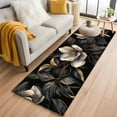 thumbnail image 3 of 2x6 Kitchen Runner Rug, Black Gold Flower Non-Skid Rubber Backing Large Rectangle Rugs - Living Room Bedroom Home Office, Gradient Luxurious Floral Botanical Indoor Floor Mat Carpets Washable Rug, 3 of 9