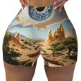 thumbnail image 2 of Rateoe Surreal Desert Eye Landscape Printed Power Workout Shorts for Women Tummy Control Squat Proof Ribbed Thick Seamless Scrunch Active Short-Medium, 2 of 8