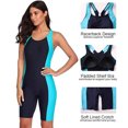 thumbnail image 4 of Trajes de baño Boyleg para mujer, trajes de baño deportivos de una pieza hasta la rodilla, trajes de baño de vacaciones, azul, 4 of 7
