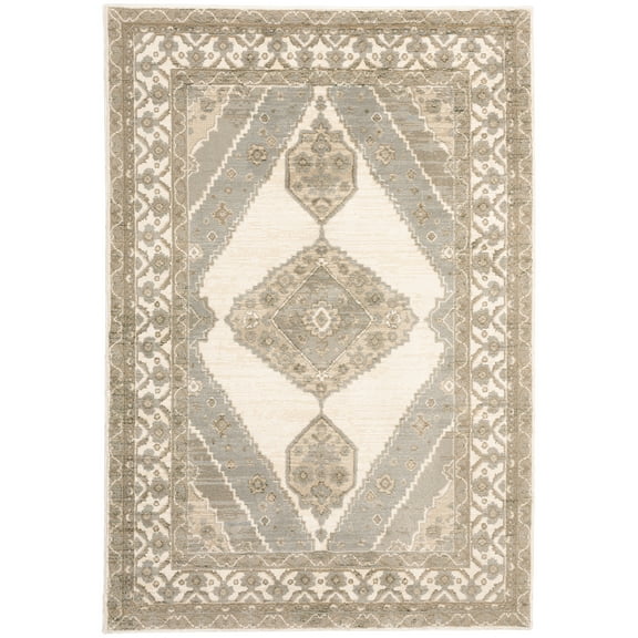 Karrie Traditional Oriental Area Rug, Beige/ Ivory 1, 6' x 9'