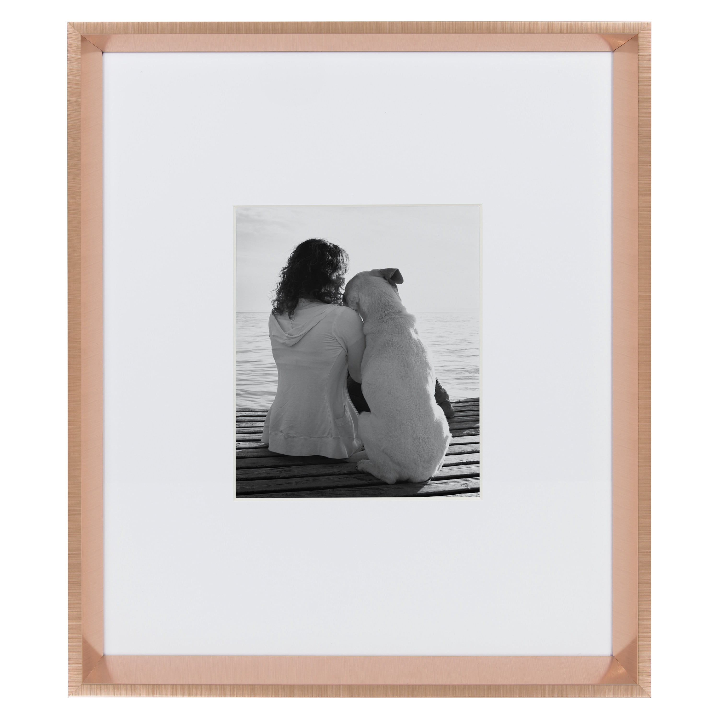 Kate and Laurel Calter Modern Wall Picture Frame Set, Rose Gold 16x20 matted to 8x10, Pack of 3