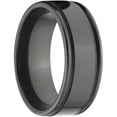 thumbnail image 3 of 8mm Flat Black Zirconium Ring with Two Grooves and a Raised Center, 3 of 3