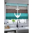thumbnail image 5 of Sheer Curtains 54 inches Long, White Anchor Costal Blue Brownstripes Wood Grain Bottom Light Filtering Sheer Window Curtains Rod Pocket Voile Drapes for Bedroom Living Room, 52"W x 54"L 2 Panels, 5 of 7