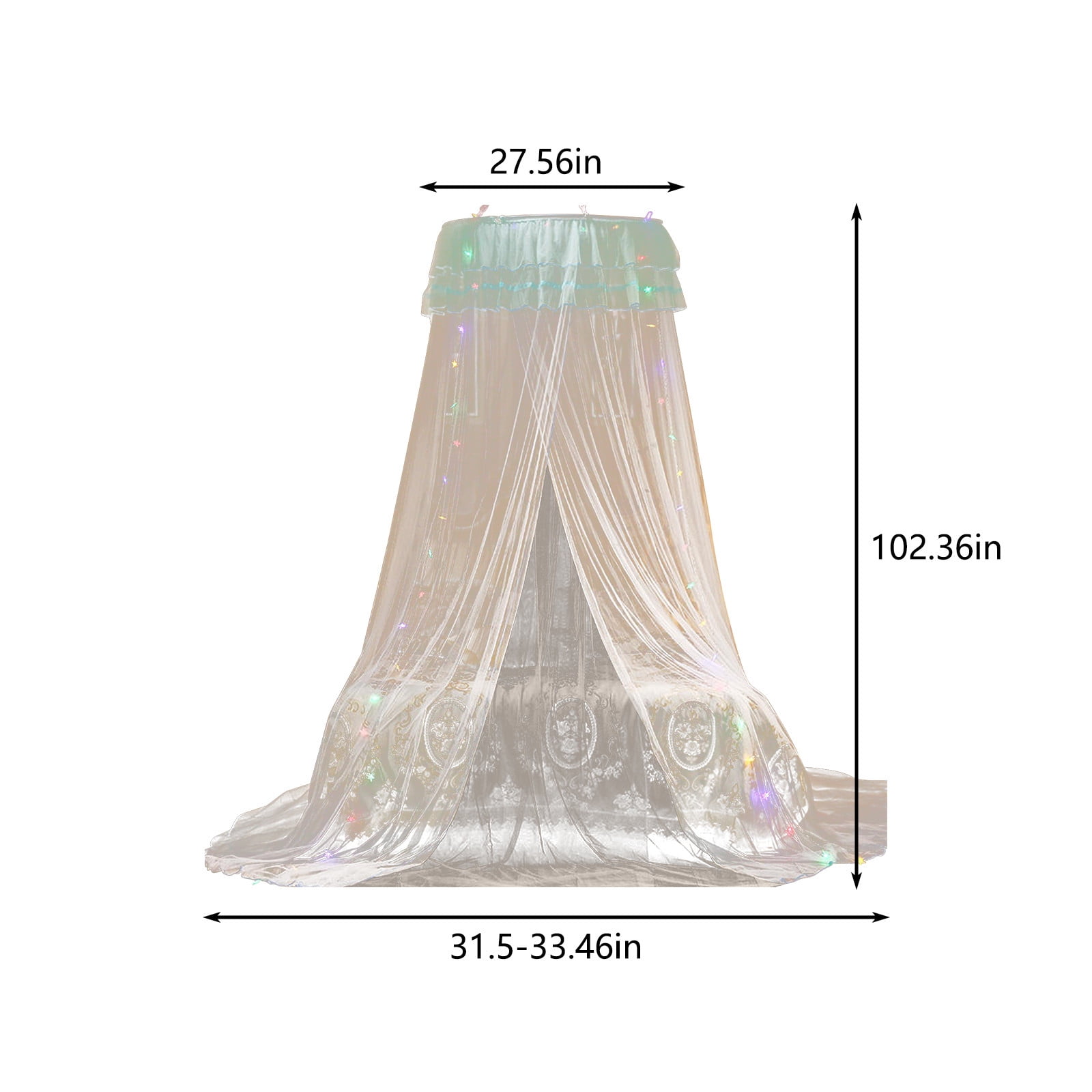 Yhmxh Bed Canopy Curtain - Large Bed Canopy - Luxurious Princess Bed Curtain Net for Girls & Adults - Fits Single, Twin, Full, Queen Size Kids Bed, Round Lace Princess Mosquito Net Tent (White)