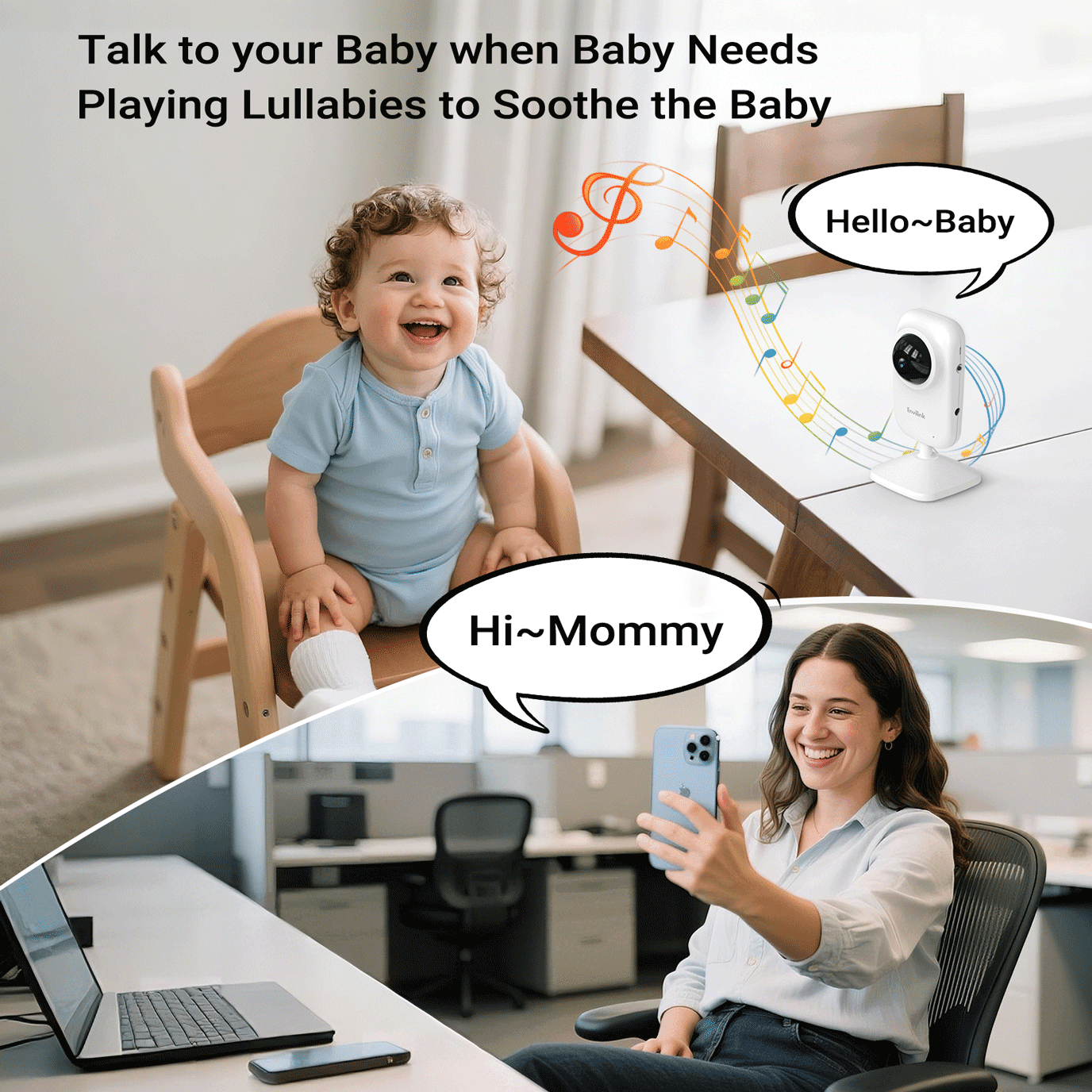 Baby Monitor with Camera and Audio, Video Baby Monitor WiFi Night Vision, 2.8" LCD Screen Baby Camera VOX Mode Alarm and 1200ft Long Range