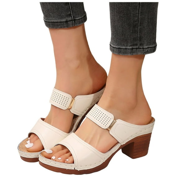 High Heels Slip on Dressy Sandals for Women 2025 Fashion Leather Peep Open Toe Pumps Dress Slides