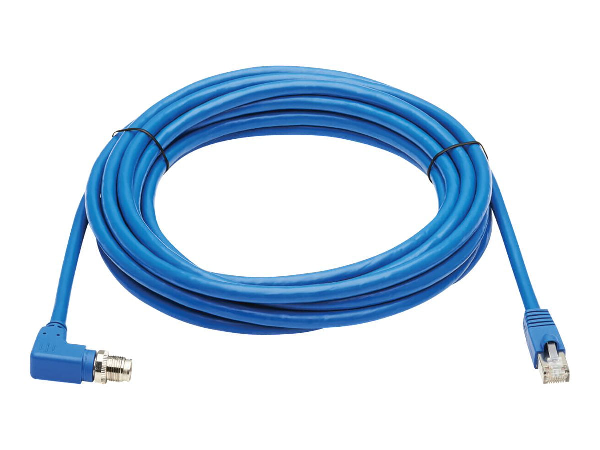 Rijden as uitbreiden Tripp Lite M12 X-Code Cat6a 10G F/UTP CMR-LP Shielded Ethernet Cable  (Right-Angle M12 M/RJ45 M), IP68, PoE, Blue, 10 m (32.8 ft.) - Network cable  - TAA Compliant - 8 pin M12-X (