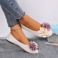 thumbnail image 6 of Purcolt Womens Double Flower Faux Suede Flats Lightweight Casual Round Toe Soft Sole Ballet Shoes Comfort Slip On Dress Shoes for Work Office Walking, 6 of 9