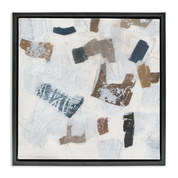 Stupell Industries Rustic Abstract Forms Abstract Painting Black Floater Framed Canvas Art Print Wall Art, 18 x 18