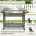 thumbnail image 4 of Witaxima 3-Shelf Outdoor Grill Table with Wheels, Stainless Steel Prep Cart for Blackstone Griddle & Pizza Oven, Grey BBQ Stand (42.24"L x 21.65"W x 32.67"H), 4 of 6