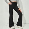 thumbnail image 5 of Kiijoy Girls Flare Pants Casual Everyday Solid Mid Rise Pants with Pockets, Black, Sizes 5-6, 5 of 6
