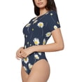 thumbnail image 2 of Haiem Daisies Flowers Women's Crew Neck Short Sleeve Bodysuit Tops Stretchy Slim Basic-Small, 2 of 9