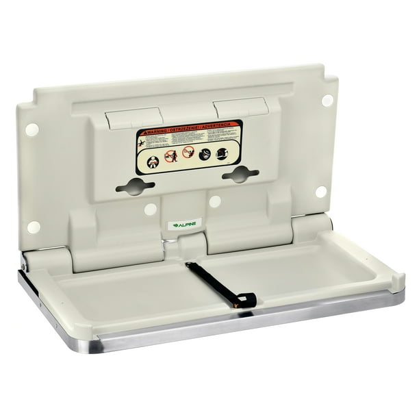 Alpine Industries Commercial Horizontal Wall Mounted Diaper Baby Changing Station, Stainless