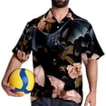 thumbnail image 4 of Bats Men's Short Sleeve Casual Printed Button Down Beach Shirt - Summer Hawaiian Top, 4 of 6