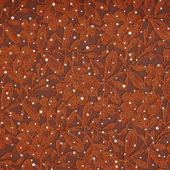 Zelouf Olivia Floral Scallop Trans Lace  , Sewing, DIY, Crafts Fabric by the Yard, Cocoa/bronze, 3 Yard