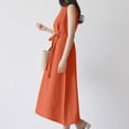 thumbnail image 4 of Breaise Women's Casual Summer Sleeveless Dresses Solid Cotton Linen Midi Dresses Drawstring Waisted Crew Neck Dresses Loose Fit Casual Long Sundresses Orange XL, 4 of 9