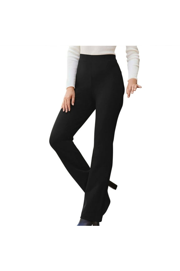 Womens Stretch Dress Pants Casual Slacks Pants with Pockets Flared Straight Leg Bootcut Trousers for Office Work Business(Black,L)