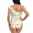 thumbnail image 5 of Cauagu Farm Bee Cute Honey Print Women's Sexy One Piece Swimsuits One Shoulder Ruffle Tummy Control Bathing Suit Slimming Swimwear-XX-Large, 5 of 6