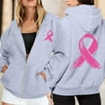 thumbnail image 2 of Women's Hoodies Cropped Hoodie Y2K Fashion Festival Streetwear Women's Zip Up Hoodie Pullover Cancer Awareness Month Long Sleeve Pocket Drawstring Casual Sweatshirt For Everyday Wear, 2 of 6