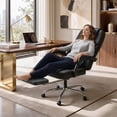 thumbnail image 2 of Vyrox Ergonomic Executive Office Chair with Massage Lumbar Support & Footrest, Reclining High-Back PU Leather Desk Chair,Black, 2 of 7