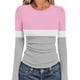 thumbnail image 2 of RKSTN Women's Ribbed Knitted T Shirts Oversized Crewneck Striped Print Slim Long Sleeve Pullover Shirt Top Womens Casual Plus Size Round Neck Printed Stretch Loose Comfy Tee Fall Spring Clothes, 2 of 8