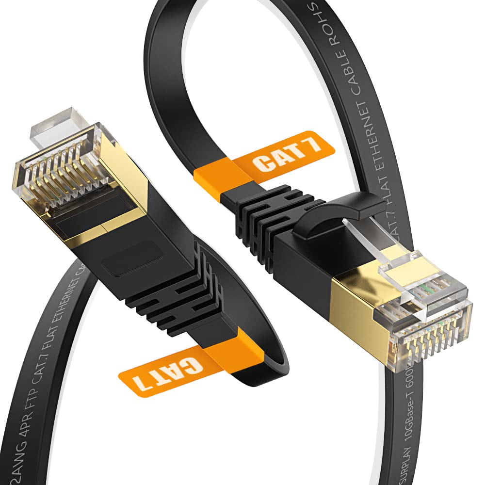 CAT 7 Ethernet Cable 80ft High Speed 10 Gbps 600MHz Black CAT7 Connector  LAN Network Gigabit Internet Wire Patch Cord with Professional S/STP Gold