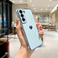 thumbnail image 2 of Compatible with Galaxy S21+Plus Case Camera Lens Protection Luxury Plated Love Heart Cute Side Small Pattern Slim Airbag Shockproof Cover Phone Cases for Samsung Galaxy S21 Plus 5G 6.7"-Blue, 2 of 7