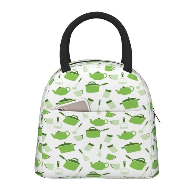 Fotbe Kitchen Utensiles Cooking Pots Pattern Lunch Bag , Insulated Lunch Box, Small Leakproof Cooler Food Lunch Containers Reusable Lunch Tote Bags