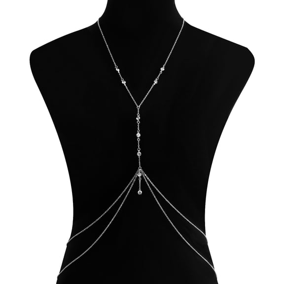 Firefly Hope Women Fashion Layered Body Chains, Rhinestone Belly Waist Chain with Crossover Bikini Bra Design, Summer Beach Party Body Jewelry,A08