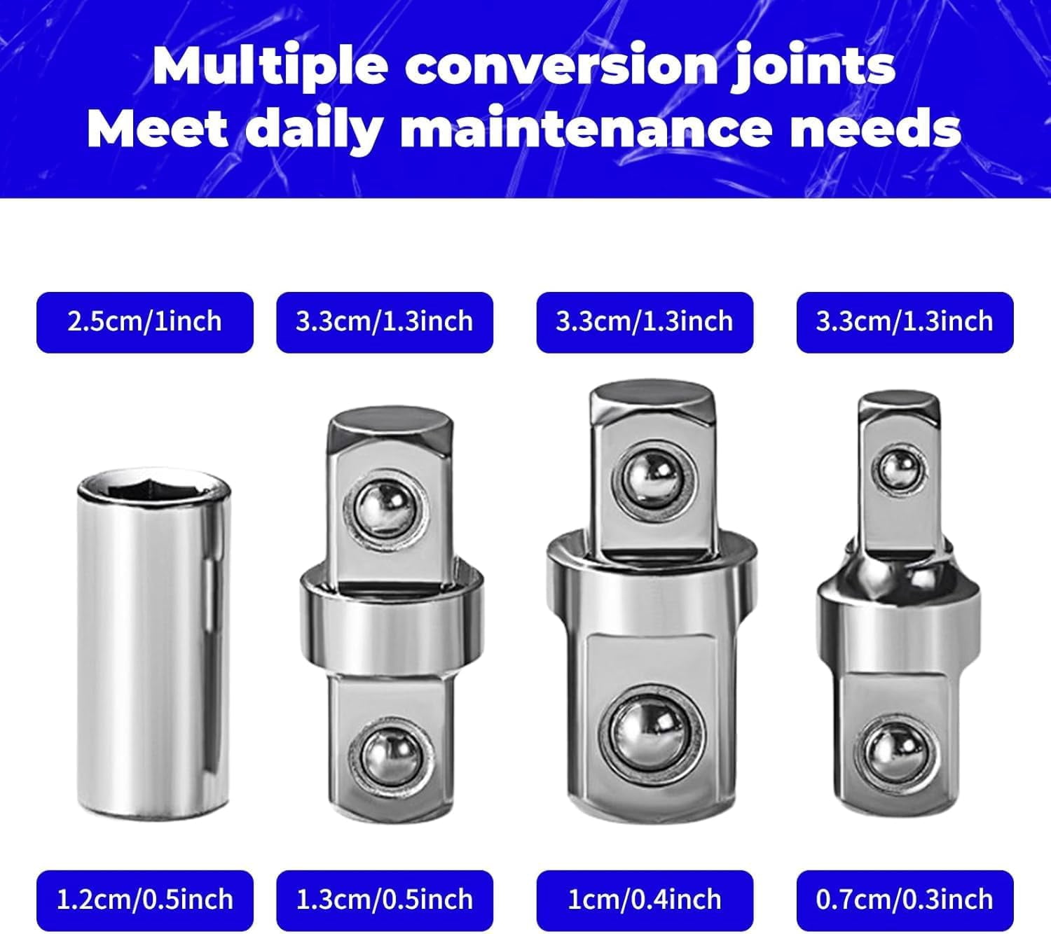 2026 New PRO Offset Extension Wrench, Pro Zero Offset Extension Wrench Impact, With 1/2",1/4" And 3/8" Square Drive Adapters,Wrench Extender Tool (2PCS)