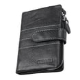 thumbnail image 2 of Monedero con cremallera para hombre de cuero PU grande negro Portatarjetas de identificación jinwen Mens billetera, 2 of 8