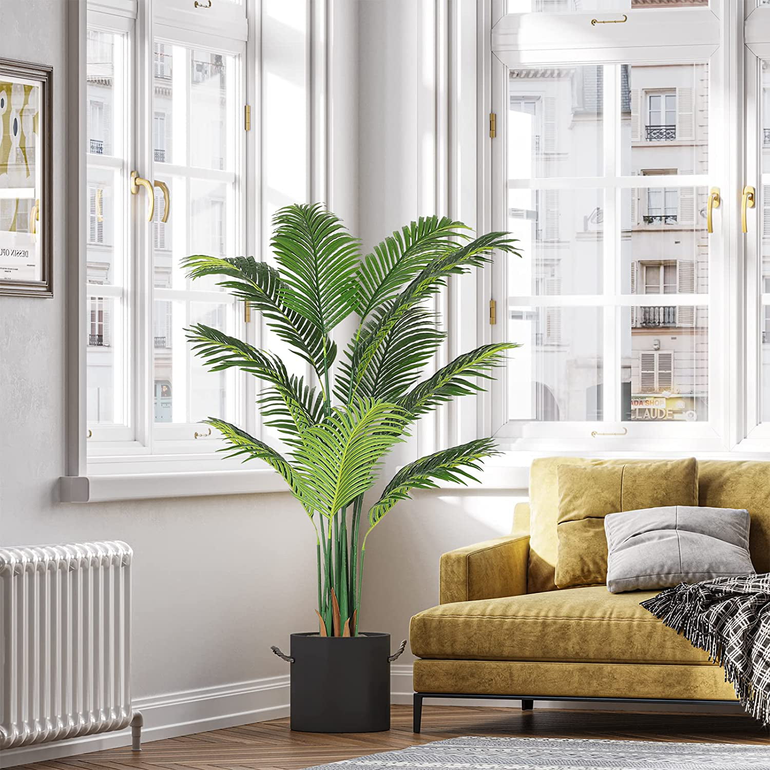 Artificial Tropical Palm Tree Rare Fake Plant Indoor Silk Leaf Potted Home Decor 