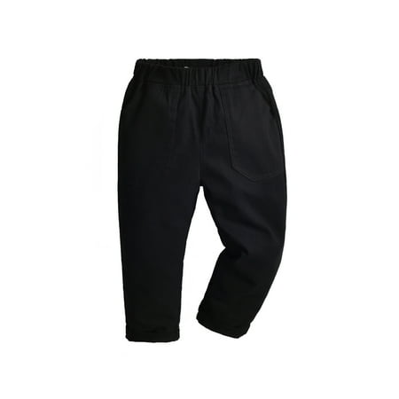 

NaWent Clearance Toddler Baby Boy Chino Cargo Pants Pull On Slim Trousers with Pockets Casual Wear Black 5 Years