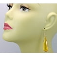 thumbnail image 3 of 14k Yellow Gold Rich Simulated Citrine Yellow Earrings Long Pear Large Teardrops Faceted Designed for Adult Women, 3 of 4