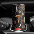 thumbnail image 3 of 20oz Colorful Mushroom Leaf Black Pattern Skinny Tumblers Stainless Steel Tumbler with Lid and Straw,Vacuum Insulated Double Wall Travel Tumbler Cups with Cleaning Brush for Coffee,Tea, 3 of 6
