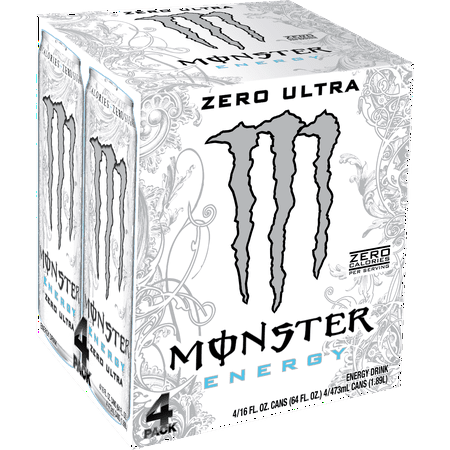 Monster Energy, Zero Ultra, Energy Drink, 4 Pack,16 fl oz Can