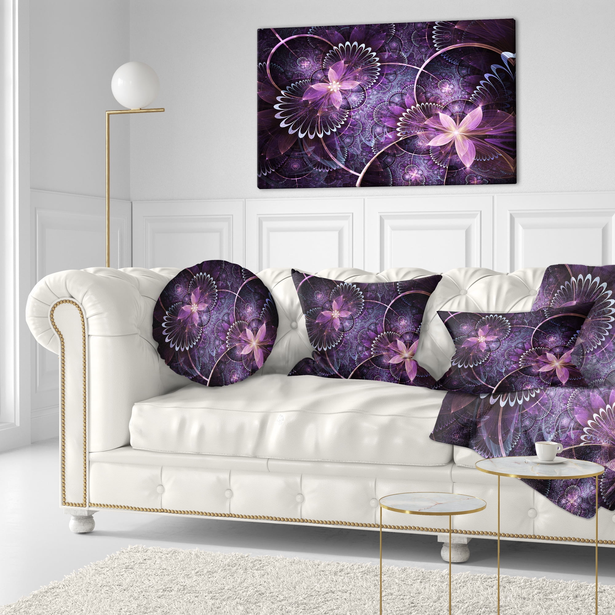 Designart 12" x 20" Purple Polyester Throw Pillow