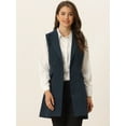 thumbnail image 3 of DARING DIVA Women's Lapel Collar Trench Vest Double Breast Long Blazer S Dark Blue, 3 of 6