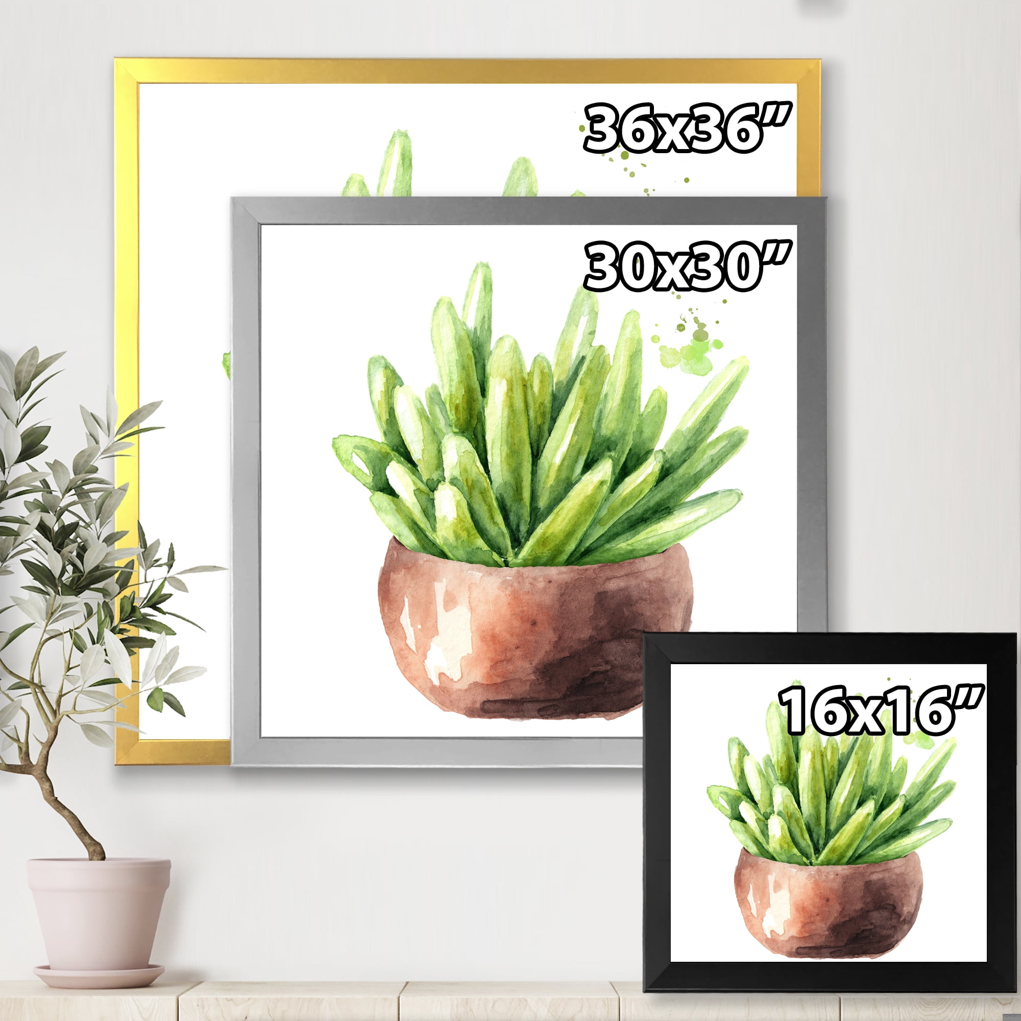 Designart 'Succulent Flower In Terracotta Clypot I' Traditional Framed Art Print