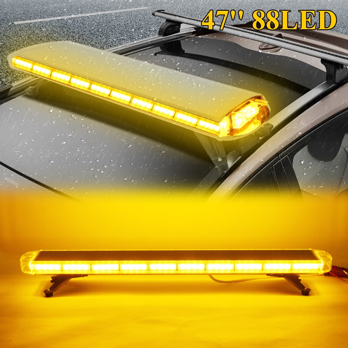 88 Led Car Truck Strobe Light Bar Roof Top Beacon Amber Emergency Vehicle Flashing Warning Work Lamp 47 88w Walmart Canada