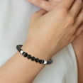 thumbnail image 2 of Chisel Stainless Steel Polished with Lava Stone Beads Black Leather Bracelet - 8.75", 2 of 4