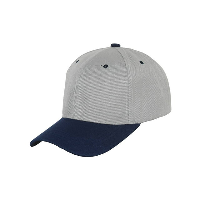 Two-Tone Adjustable Baseball Cap, Grey/Navy