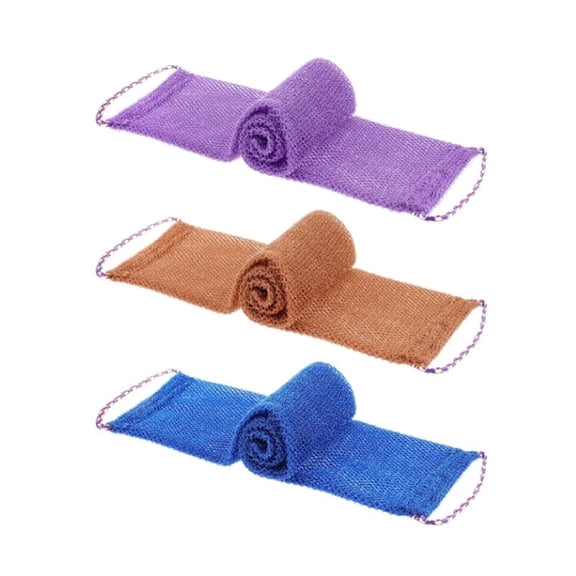 3 Pieces Exfoliating Net Bath Sponges, Long African Body Back Scrubber with Hanging Loops for Daily Shower Cleansing