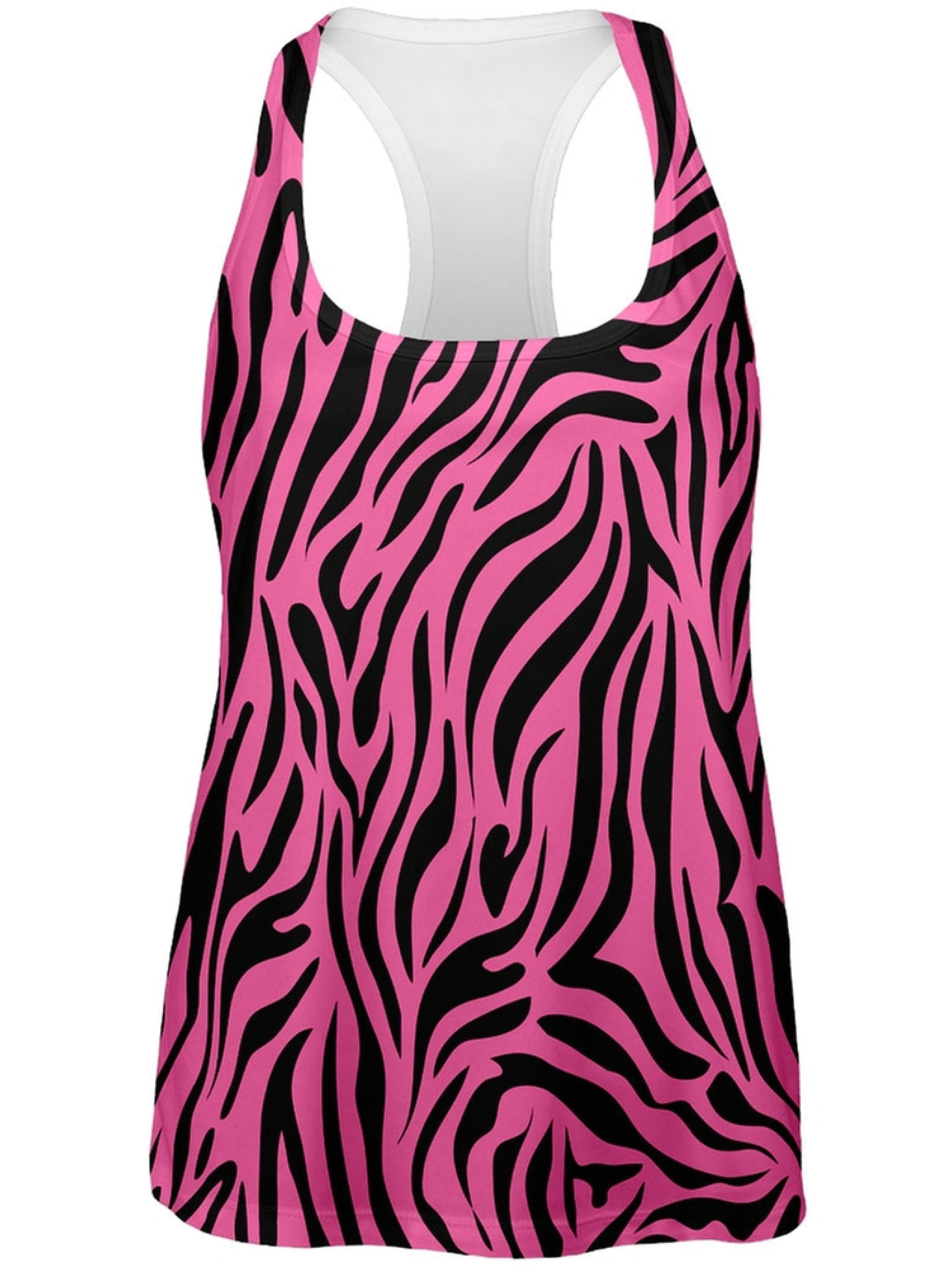 Animal World Pink Zebra Print Racerback Women's Tank Top