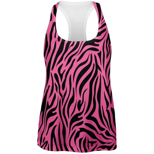 Old Glory Zebra Print Pink All Over Womens Tank Top 2XLarge