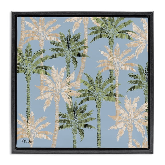 Stupell Industries Hollywood Palms Toss Black Framed Floater Canvas Wall Art design by Paul Brent, 18 x 18