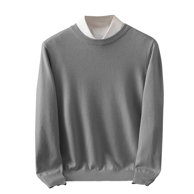 hotojiny Chandails à Manches Longues pour Hommes Mode Col Ras du Cou Tricoté Chandail Doux Thermique Hauts d'Automne Légers Camisoles Classiques