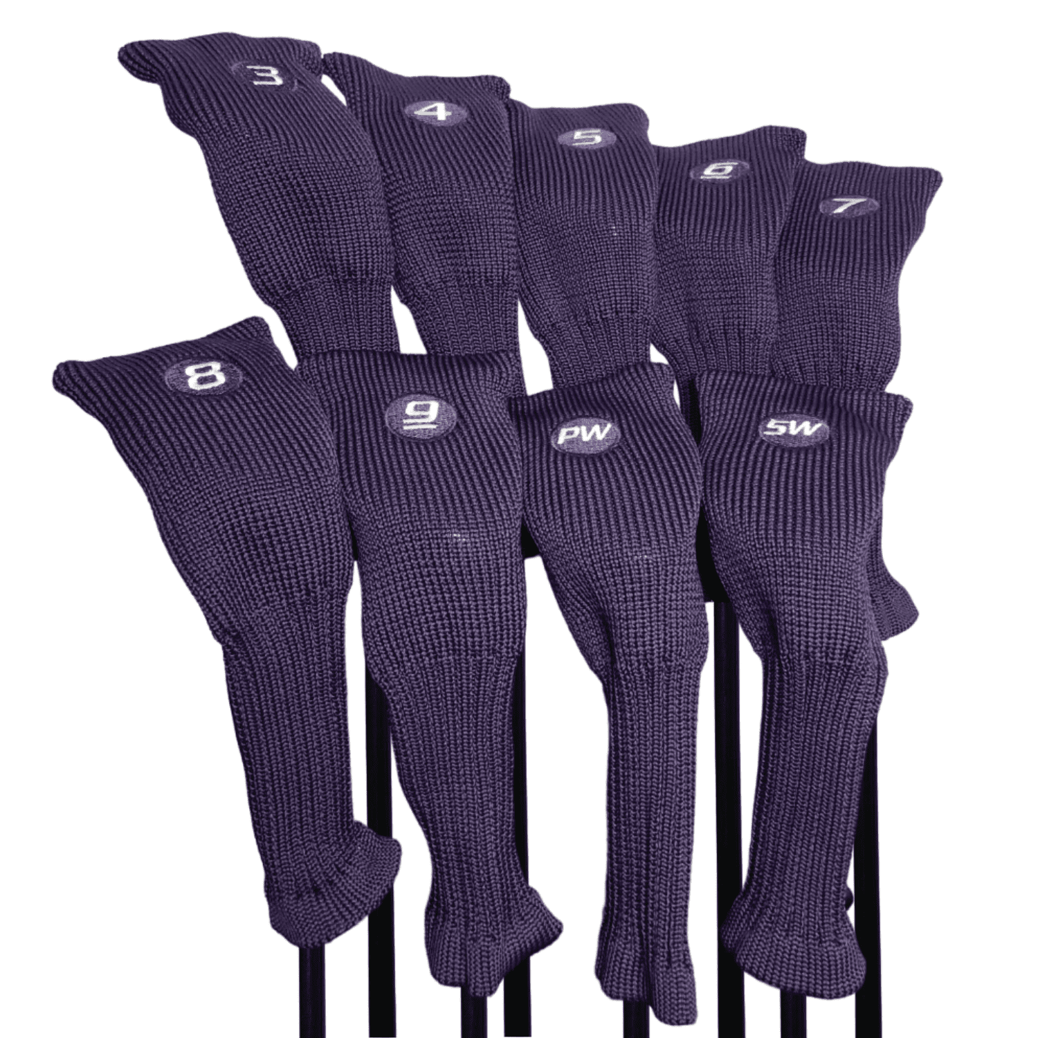 Majek Hybrid Golf Club DARK AMETHYST PURPLE Neoprene Acrylic Headcover Set #3-SW