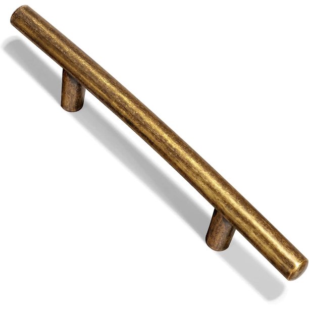 Tiradores de armario de latón antiguo con estilo de perfil bajo; Herrajes para gabinetes de aleación de zinc para cajones, armarios y guardarropas; orificio central de 3,8 pulgadas (96 mm), paque